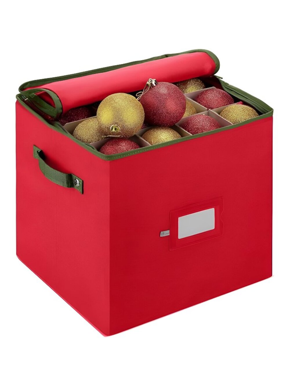Christmas Ornament Storage Box - Stores 64 Ornaments W/Dual Zippers